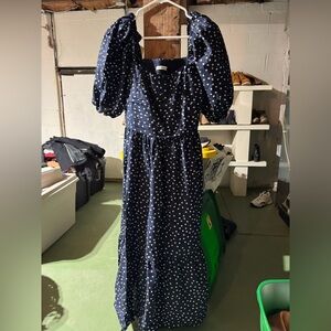 Abercrombie & Fitch Navy Polka Dot Long Sleeve Dress